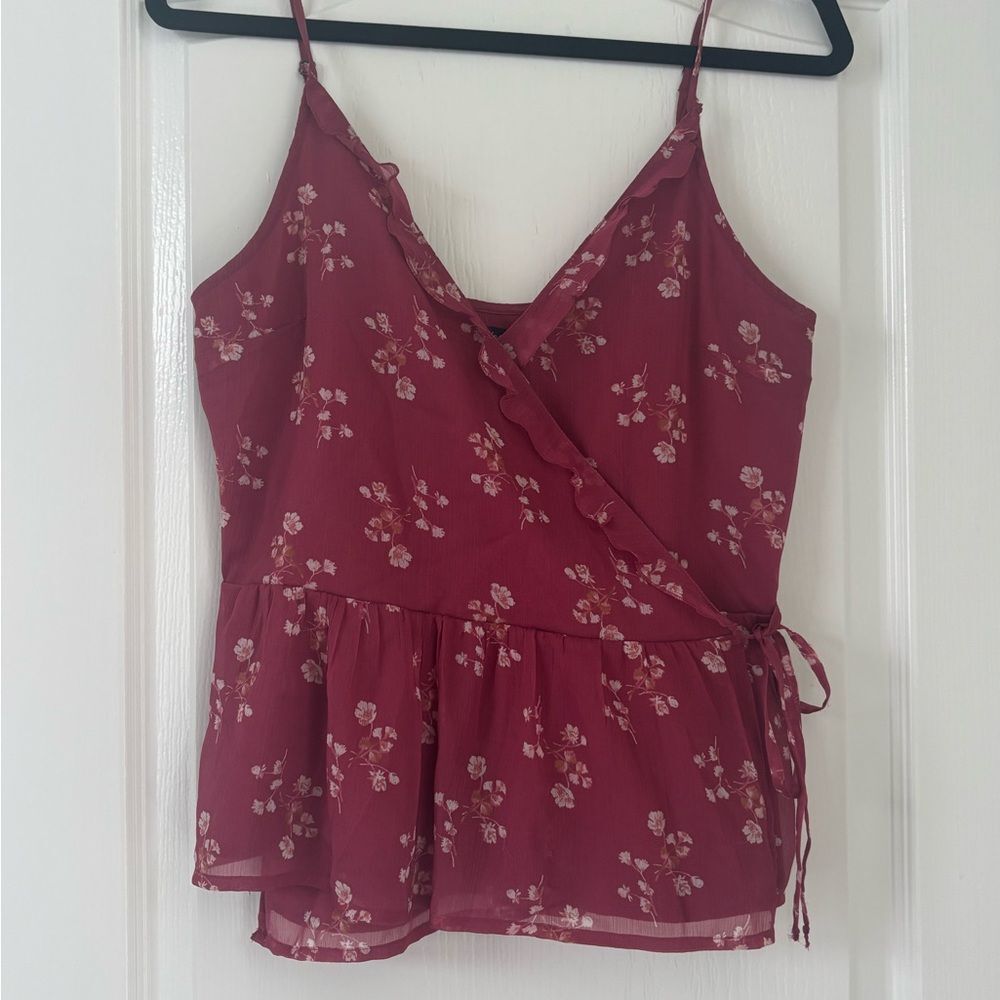 Abercrombie & Fitch Raspberry Floral Wrap Camisole - medium